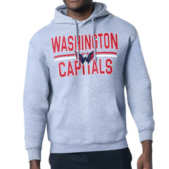 Washington Capitals Starter Mesh Look Team Name Logo Tri-Blend Pullover Hoodie - Heather Gray - NHL