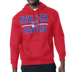 New York Rangers Starter Mesh Look Team Name Logo Tri-Blend Pullover Hoodie - Red - NHL