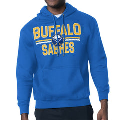 Buffalo Sabres Starter Mesh Look Team Name Logo Tri-Blend Pullover Hoodie - Royal - NHL