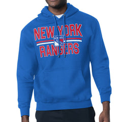 New York Rangers Starter Mesh Look Team Name Logo Tri-Blend Pullover Hoodie - Blue - NHL