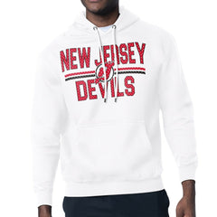 New Jersey Devils Starter Mesh Look Team Name Logo Tri-Blend Pullover Hoodie - White - NHL