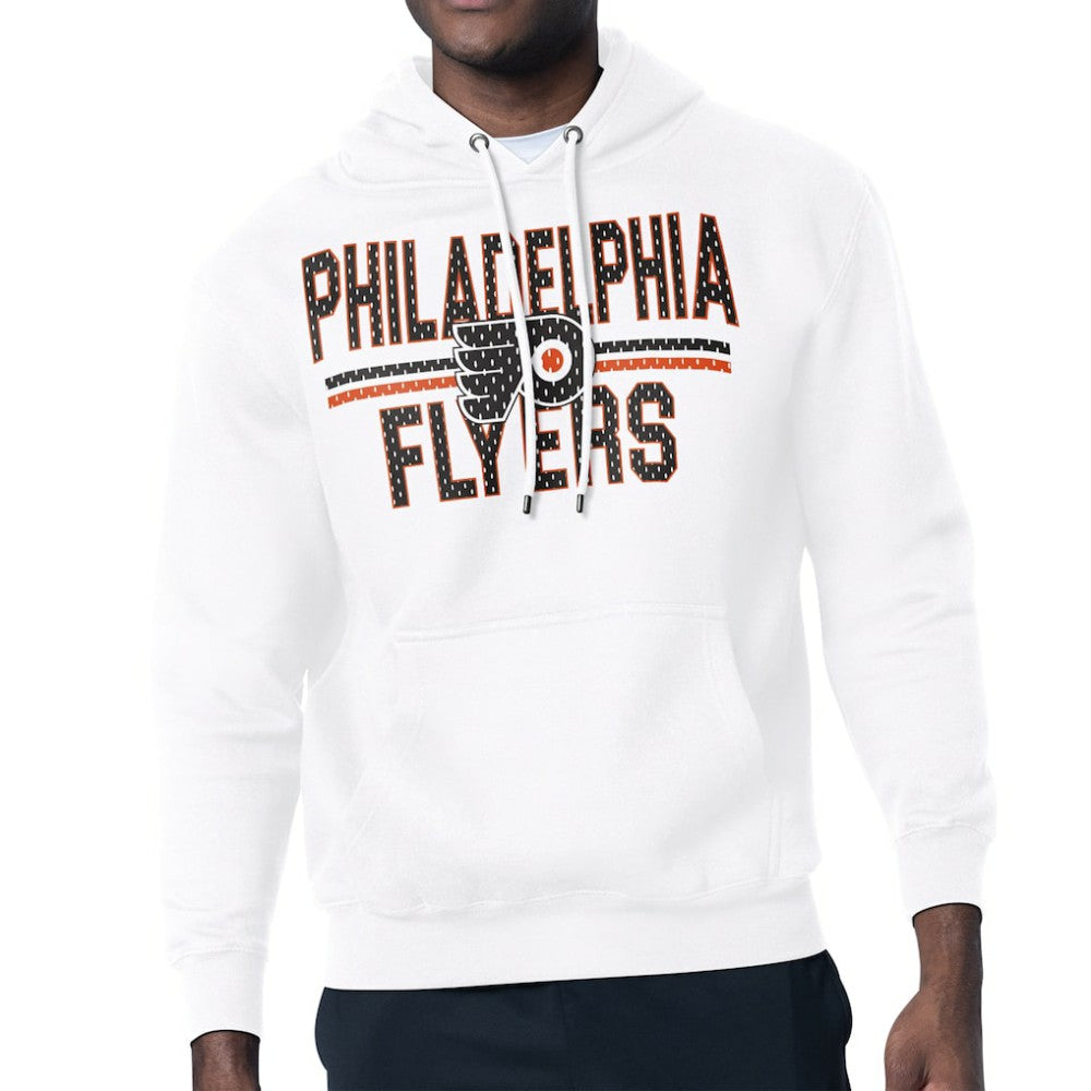 Philadelphia Flyers Starter Mesh Look Team Name Logo Tri-Blend Pullover Hoodie - White - NHL