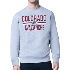Colorado Avalanche Starter Mesh Look Team Name Logo Pullover Sweatshirt - Heather Gray - NHL