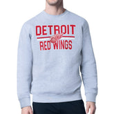 Detroit Red Wings Starter Mesh Look Team Name Logo Pullover Sweatshirt - Heather Gray - NHL