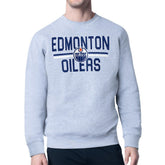Edmonton Oilers Starter Mesh Look Team Name Logo Pullover Sweatshirt - Heather Gray - NHL