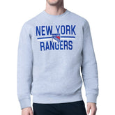 New York Rangers Starter Mesh Look Team Name Logo Pullover Sweatshirt - Heather Gray - NHL