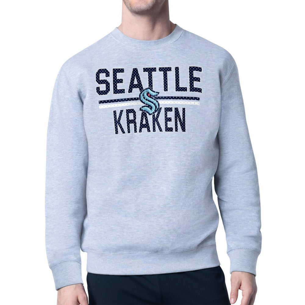 Seattle Kraken Starter Mesh Look Team Name Logo Pullover Sweatshirt - Heather Gray - NHL