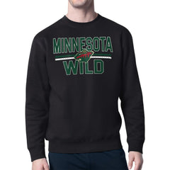 Minnesota Wild Starter Mesh Look Team Name Logo Pullover Sweatshirt - Black - NHL