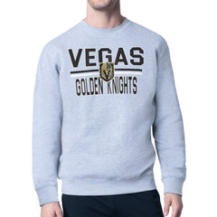 Vegas Golden Knights Starter Mesh Look Team Name Logo Pullover Sweatshirt - Heather Gray - NHL