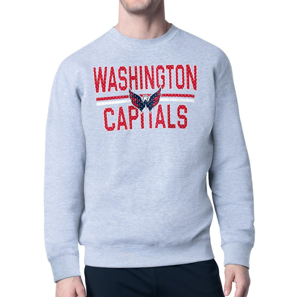 Washington Capitals Starter Mesh Look Team Name Logo Pullover Sweatshirt - Heather Gray - NHL