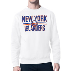 New York Islanders Starter Mesh Look Team Name Logo Pullover Sweatshirt - White - NHL