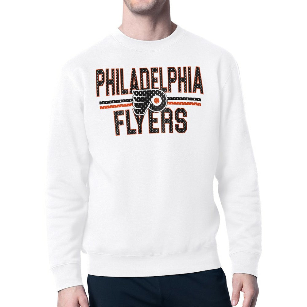 Philadelphia Flyers Starter Mesh Look Team Name Logo Pullover Sweatshirt - White - NHL