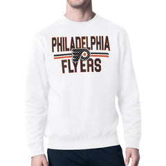 Philadelphia Flyers Starter Mesh Look Team Name Logo Pullover Sweatshirt - White - NHL