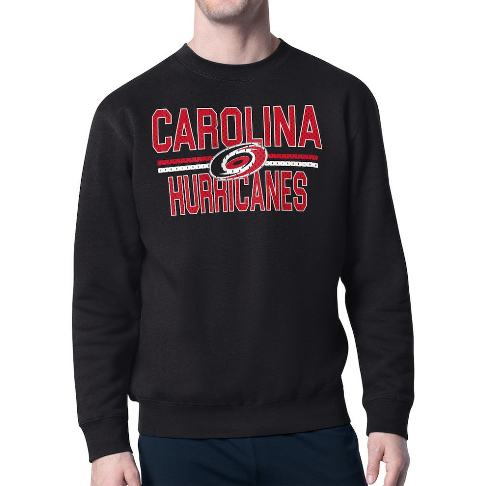 Carolina Hurricanes Starter Mesh Look Team Name Logo Pullover Sweatshirt - Black - NHL