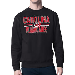 Carolina Hurricanes Starter Mesh Look Team Name Logo Pullover Sweatshirt - Black - NHL