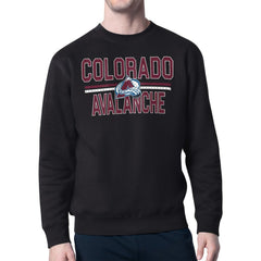 Colorado Avalanche Starter Mesh Look Team Name Logo Pullover Sweatshirt - Black - NHL