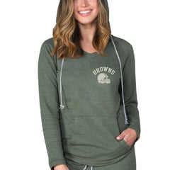 Cleveland Browns Concepts Sport Women's Mainstream Terry Tri-Blend V-Neck Pullover Hoodie Green | NFL