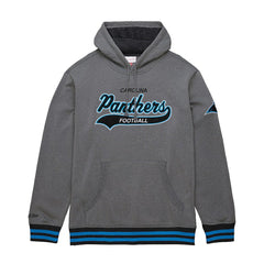 Carolina Panthers Vintage Logo Snow Washed Fleece Pullover Hoodie Heather Gray | Mitchell & Ness