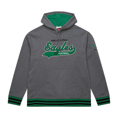 Philadelphia Eagles Vintage Logo Snow Washed Fleece Pullover Hoodie Heather Gray | Mitchell & Ness
