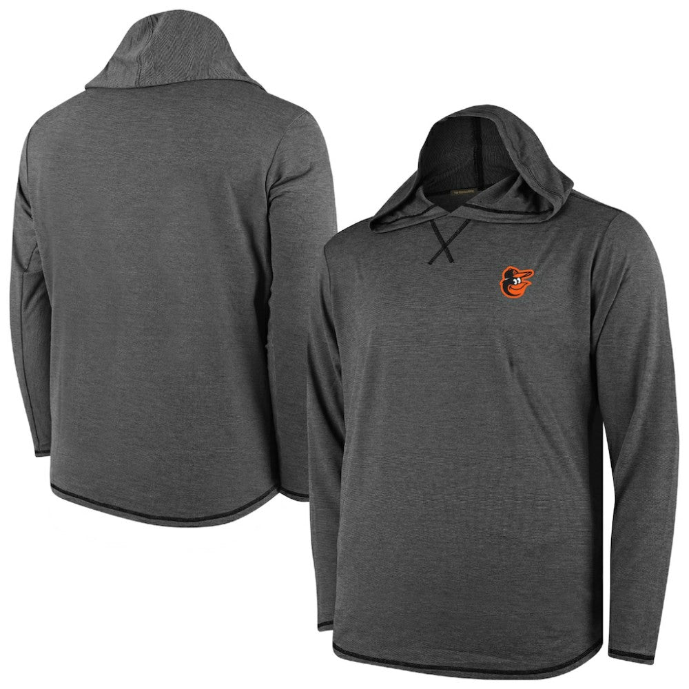 Baltimore Orioles Butter Stripe Tri-Blend Long Sleeve Hoodie T-Shirt - Black Hoodies - MLB