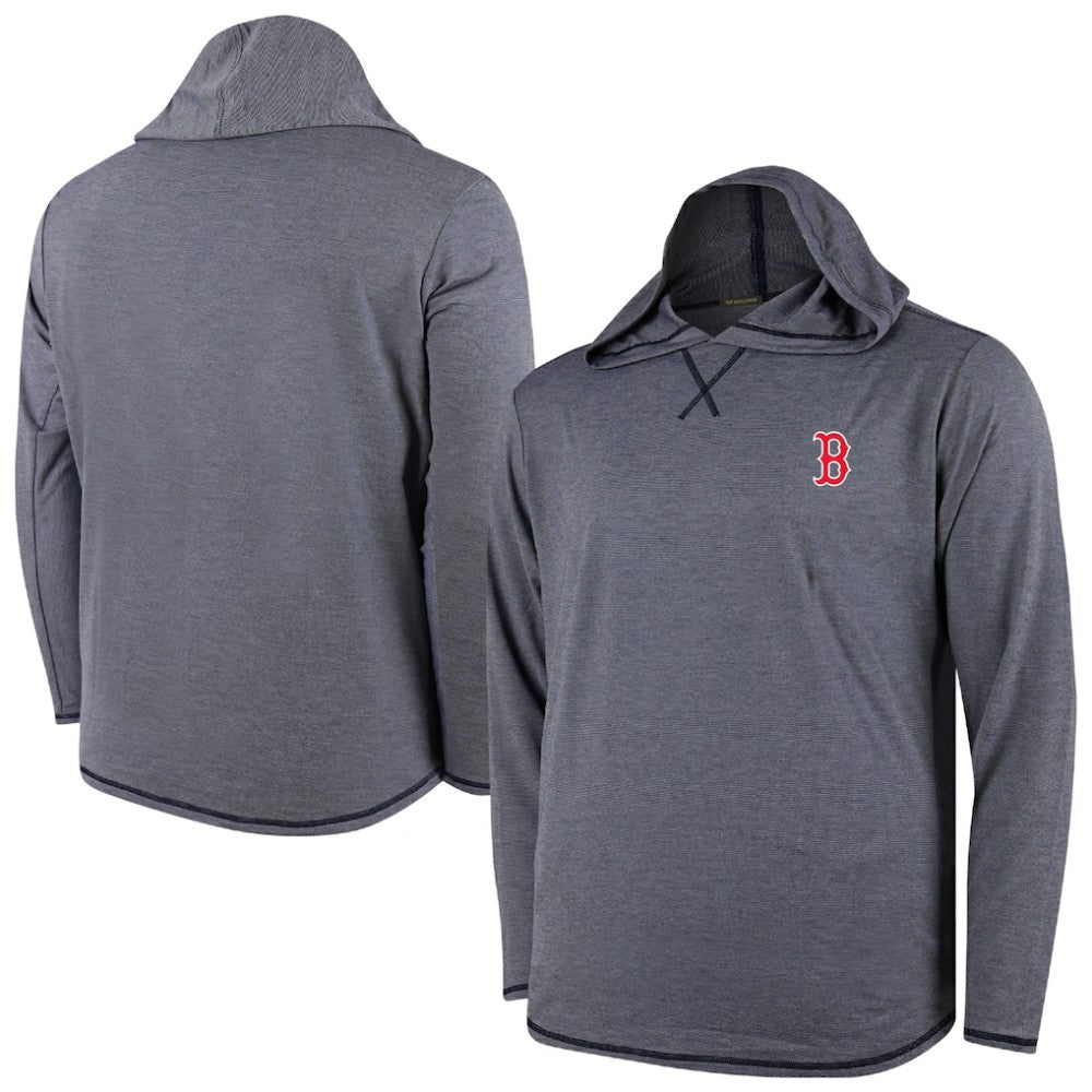 Boston Red Sox Butter Stripe Tri-Blend Long Sleeve Hoodie T-Shirt - Navy Hoodies - MLB