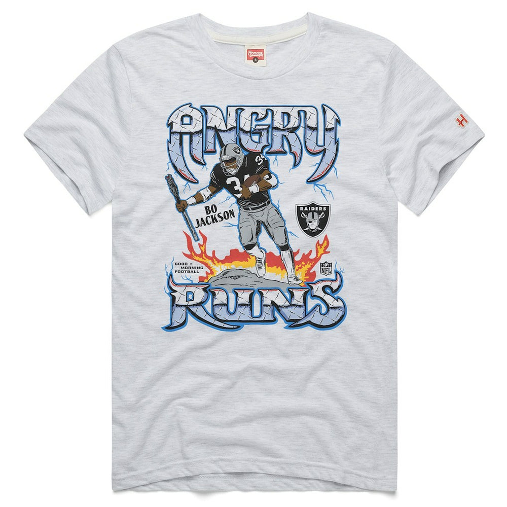 Bo Jackson Las Vegas Raiders Homage Unisex Retro Angry Runs Tri-Blend T-Shirt Ash | NFL