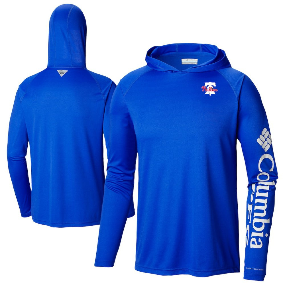 Philadelphia Phillies Columbia Omni-Wick Terminal Tackle Raglan Long Sleeve Hoodie T-Shirt - MLB