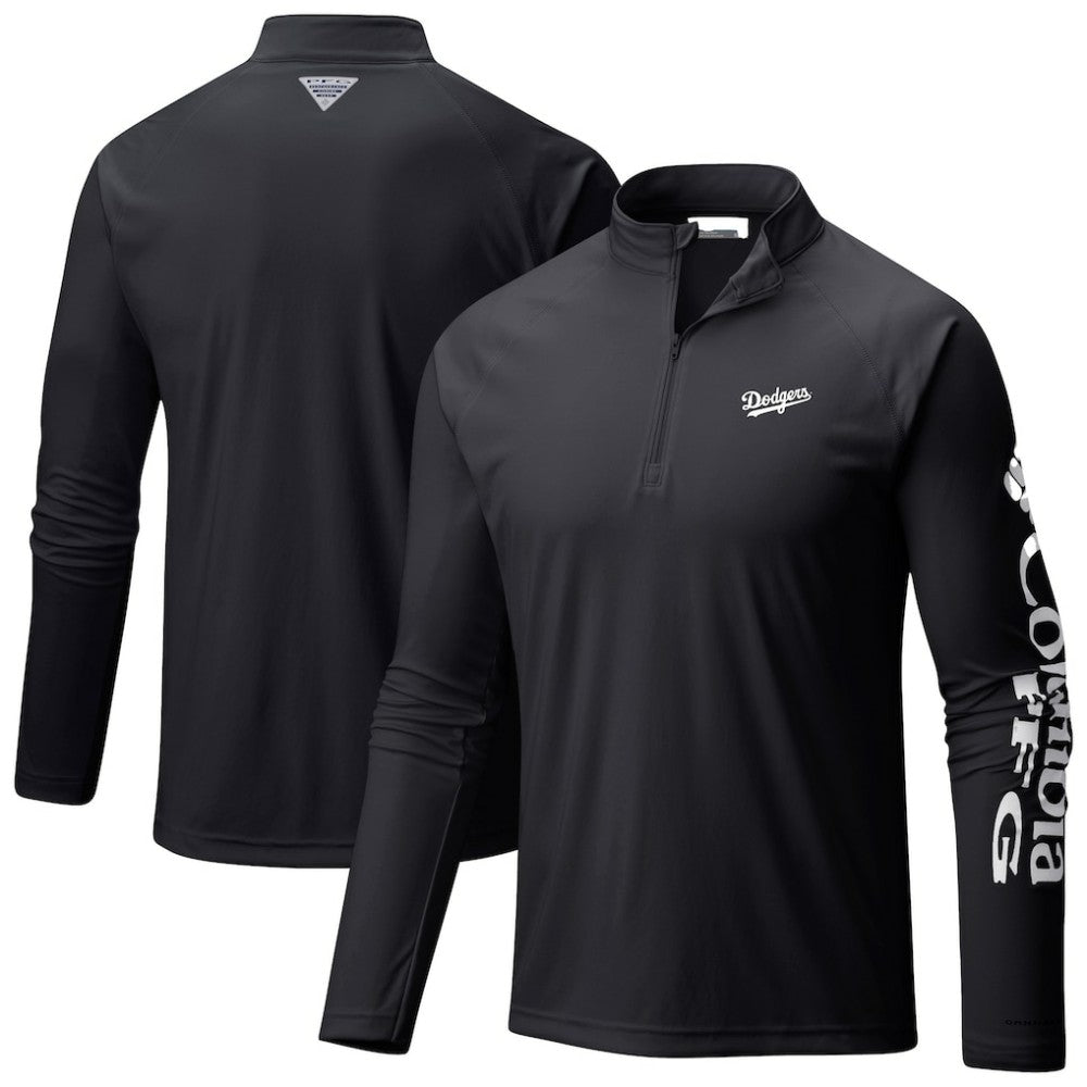 Los Angeles Dodgers Columbia Terminal Tackle Raglan Omni-Shade Quarter-Zip Pullover Top - MLB