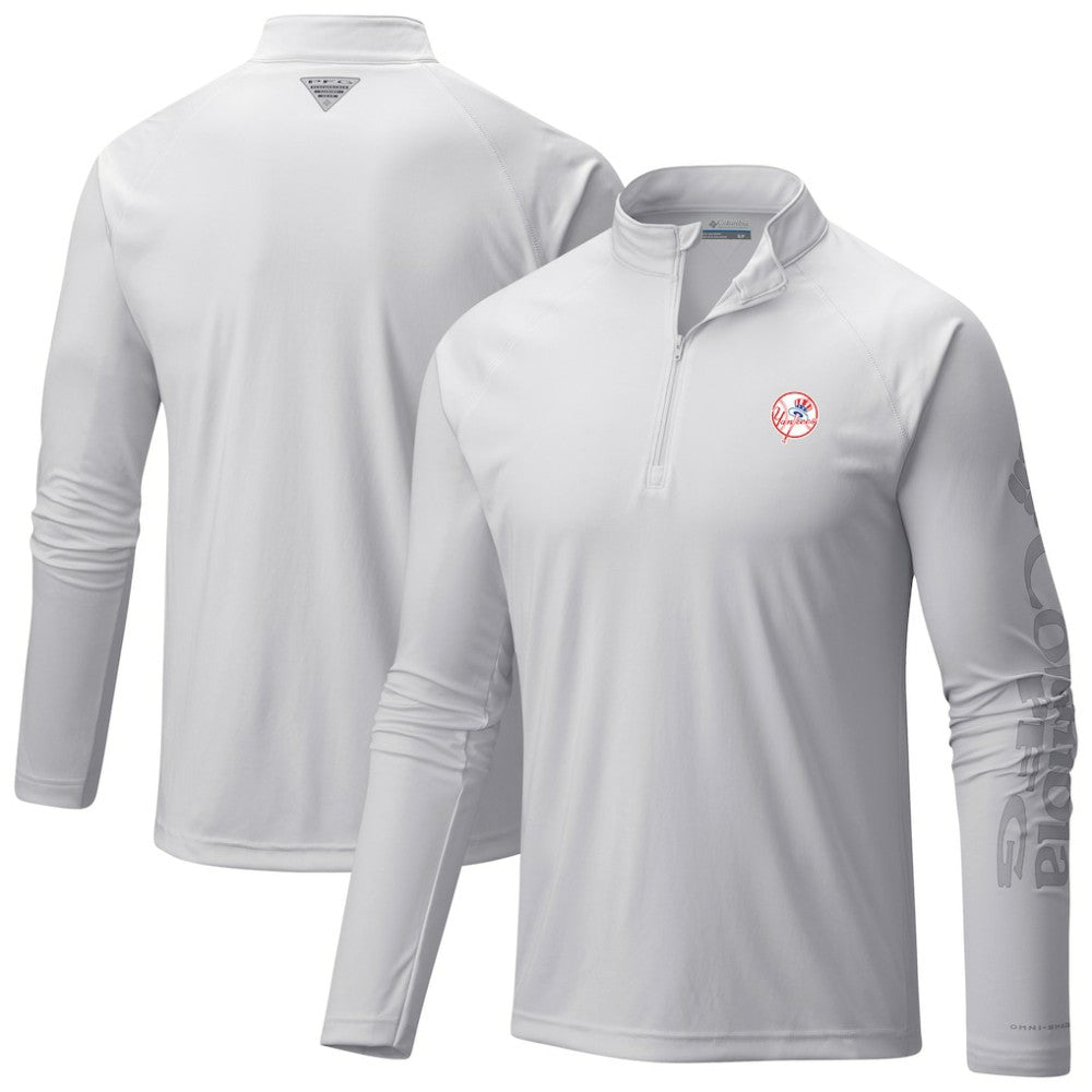 New York Yankees Columbia Terminal Tackle Raglan Omni-Shade Quarter-Zip Pullover Top - MLB