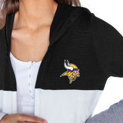 Minnesota Vikings Gameday Couture Women's Tri-Blend Color Block Lightweight Cardigan Hoodie Black | NFL