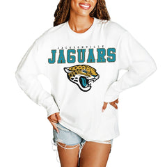 Jacksonville Jaguars Gameday Couture Women's Big Goals Oversized Long Sleeve T-Shirt White | NFL