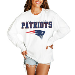 New England Patriots Gameday Couture Women's Big Goals Oversized Long Sleeve T-Shirt White | NFL