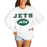 New York Jets Gameday Couture Women's Big Goals Oversized Long Sleeve T-Shirt White | NFL