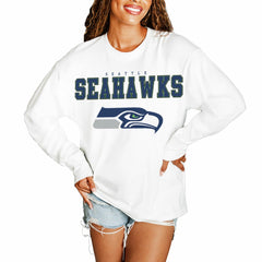 Seattle Seahawks Gameday Couture Women's Big Goals Oversized Long Sleeve T-Shirt White | NFL