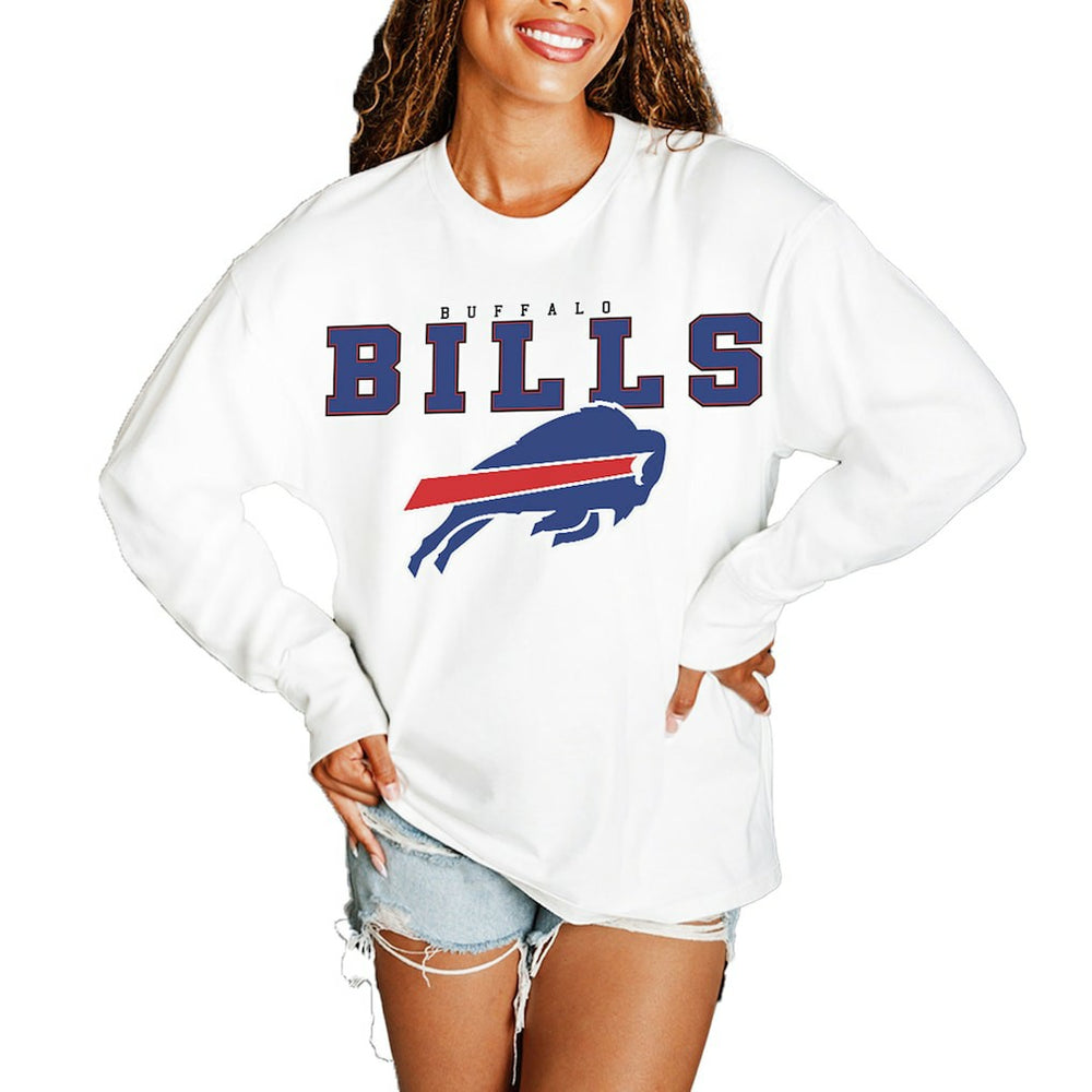 Buffalo Bills Gameday Couture Women's Big Goals Oversized Long Sleeve T-Shirt White | NFL