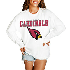 Arizona Cardinals Gameday Couture Women's Big Goals Oversized Long Sleeve T-Shirt White | NFL