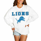 Detroit Lions Gameday Couture Women's Big Goals Oversized Long Sleeve T-Shirt White | NFL
