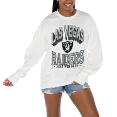 Las Vegas Raiders Gameday Couture Women's Time Out Oversized Long Sleeve T-Shirt White | NFL