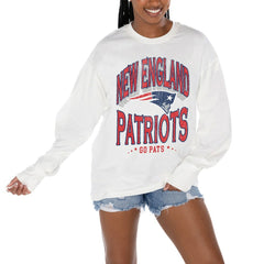 New England Patriots Gameday Couture Women's Time Out Oversized Long Sleeve T-Shirt White | NFL