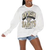 New Orleans Saints Gameday Couture Women's Time Out Oversized Long Sleeve T-Shirt White | NFL
