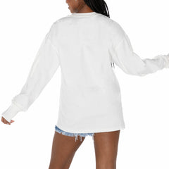 New York Giants Gameday Couture Women's Time Out Oversized Long Sleeve T-Shirt White | NFL