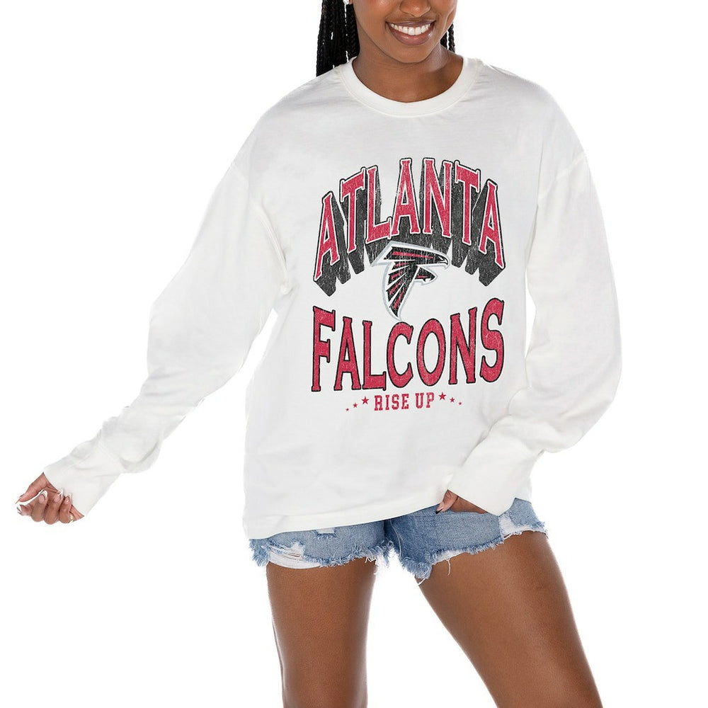 Atlanta Falcons Gameday Couture Women's Time Out Oversized Long Sleeve T-Shirt White | NFL
