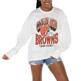 Cleveland Browns Gameday Couture Women's Time Out Oversized Long Sleeve T-Shirt White | NFL