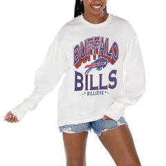 Buffalo Bills Gameday Couture Women's Time Out Oversized Long Sleeve T-Shirt White | NFL