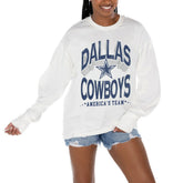 Dallas Cowboys Gameday Couture Women's Time Out Oversized Long Sleeve T-Shirt White | NFL