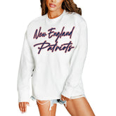 New England Patriots Gameday Couture Women's Classic Comeback Oversized Long Sleeve T-Shirt White | NFL