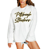 Pittsburgh Steelers Gameday Couture Women's Classic Comeback Oversized Long Sleeve T-Shirt White | NFL