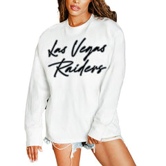 Las Vegas Raiders Gameday Couture Women's Classic Comeback Oversized Long Sleeve T-Shirt White | NFL