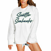 Seattle Seahawks Gameday Couture Women's Classic Comeback Oversized Long Sleeve T-Shirt White | NFL