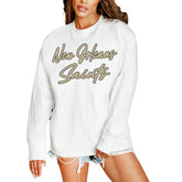 New Orleans Saints Gameday Couture Women's Classic Comeback Oversized Long Sleeve T-Shirt White | NFL